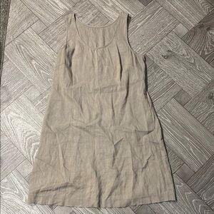 Beige Linen Sleeveless Dress